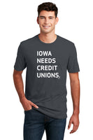 Short Sleeve T-Shirt "Iowa Needs Credit Unions" (Charcoal)