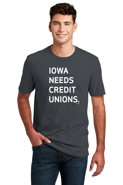 Short Sleeve T-Shirt "Iowa Needs Credit Unions" (Charcoal)