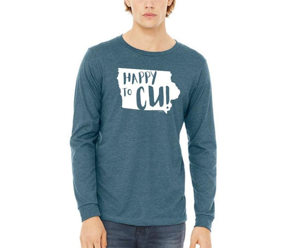 Long Sleeve T-Shirt "Happy to CU" (Heather Deep Teal)