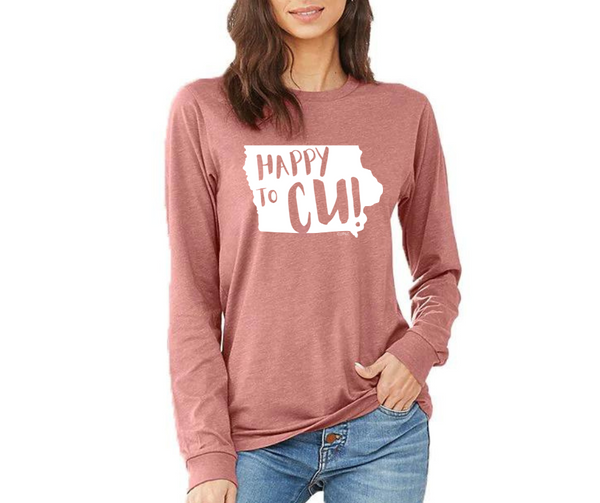 Long Sleeve T-Shirt "Happy to CU" (Heather Mauve)